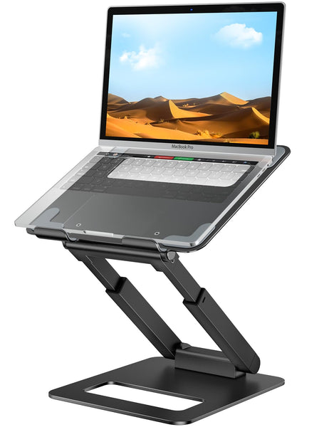 Adjustable Height Laptop Stand for Desk, Ergonomic Sit-Stand Computer Riser for Good Posture, Aluminum, Protecting Spine, Compatible With MacBook Pro,