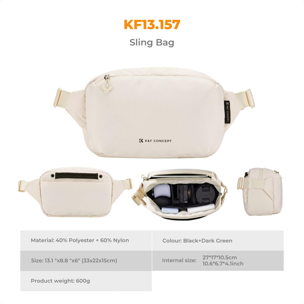 K&F Concept Camera Sling Bag, Camera Bag for DSLR and Lenses, Single Shoulder Camera Case Crossbody Bag with Tripod Holder for SLR Canon Sony Nikon Drone