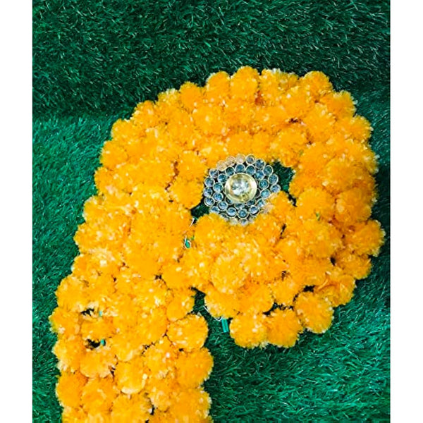 5 PC - 5 feet Artificial Marigold Garland Indian/American Wedding Party, Faux Garlands Wedding Garland, Diwali Decoration, Mantle Decoration, Diwali, Spring Bush Floral! (Orange)