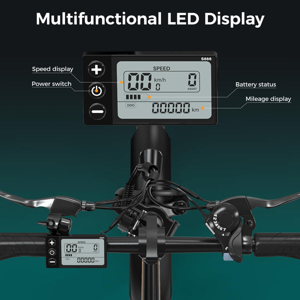 HITWAY Electric Bike for Adults, 20"*3.0 Fat Tire E-Bike 250W Electric Bicycle, Folding Electric Bike, 36V/12Ah Removable Battery, Range 35-90KM, 7-Speed Mountain E Bike for Men Women