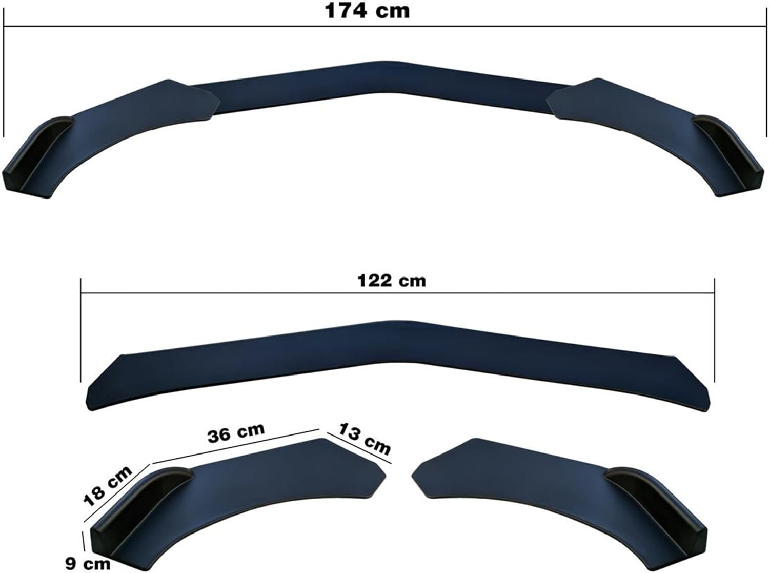 Simoni Racing Universal Front Spoiler Lip 'Lip Splitter' – 3 Pieces – ABS Black