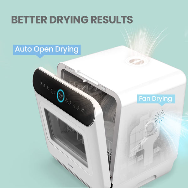 COMFEE' Table Top Dishwasher with 6 Place Settings, Mini Countertop Dishwasher for Small Families, Couples, LED display, Delay Start, 47dB Quiet Noise, White