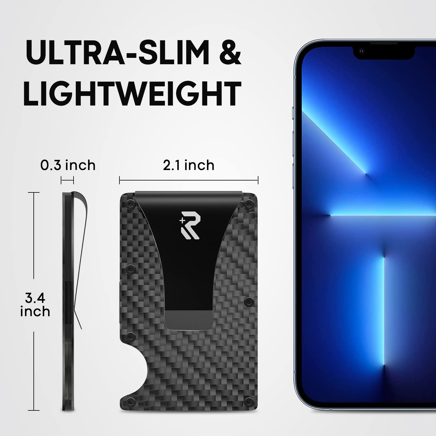 RealPlus Carbon Fiber Wallet, RFID Blocking Card Holder for Men, Minimalist Money Clip-Gifts for Men, Fathers, Boyfriends Birthday