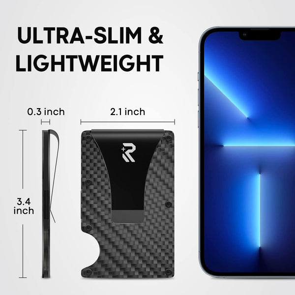 RealPlus Carbon Fiber Wallet, RFID Blocking Card Holder for Men, Minimalist Money Clip-Gifts for Men, Fathers, Boyfriends Birthday