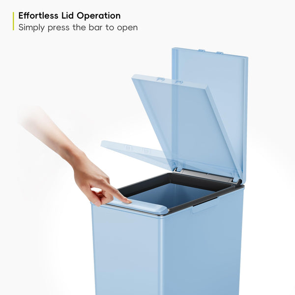 EKO Morandi Kitchen Bin, Touch Recycling Bin, Perfect for Kitchen & Home, Titanium Blue Plastic Bin, 40 Litre