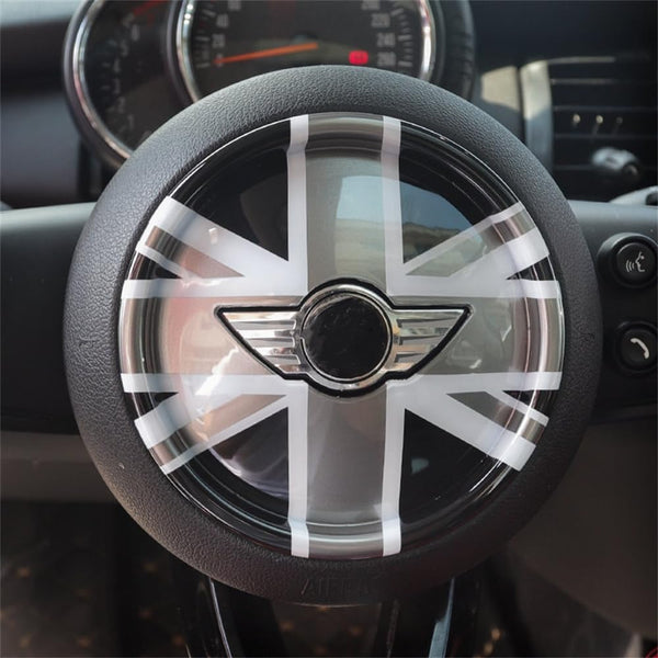 ABS Plastic Steering Wheel Decoration Trim Cover Sticker Shell for Mini Cooper F54 Clubman F55 Hardtop F56 Hatchback F57 Convertible F60 Countryman 2014~2020 (Union Jack Gray)