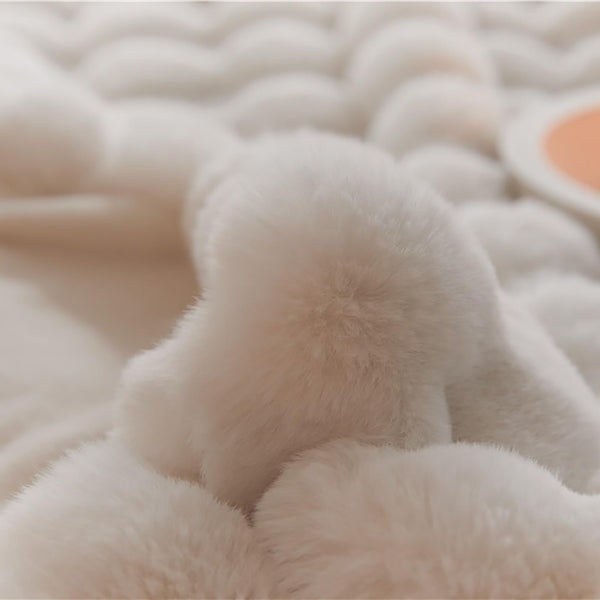 Faux Rabbit Fur Throw Blanket, Luxury Soft Warm Bubble Blanket for Bed, Couch, Sofa, White, 160 X 200 CM