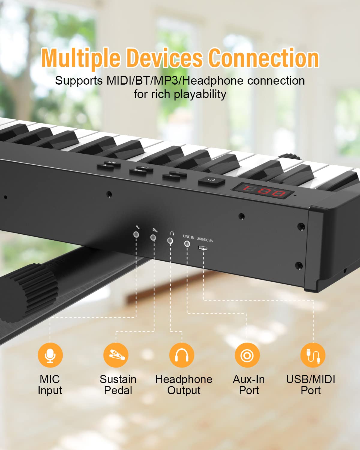 OYAYO 88 Key Digital Piano Full Size Semi-Weighted Keys, Complete Bundle Includes Double X Stand, Travel Bag, Touch Sensitivity Portable Keyboard for Beginners and Musicians on the Road