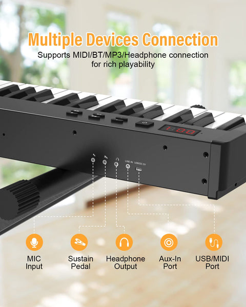OYAYO 88 Key Digital Piano Full Size Semi-Weighted Keys, Complete Bundle Includes Double X Stand, Travel Bag, Touch Sensitivity Portable Keyboard for Beginners and Musicians on the Road