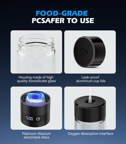 Upgrade 3-in-1 Hydrogen Water Bottle Generator - Industry TOP - 24-Hour Hydrogen Lock | 0 Chlorine & 0 Ozone | 100% Leak-Proof Seal, Hydrogen Water Bottle Generator