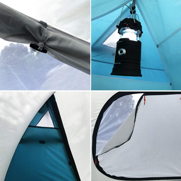 SAFACUS 3-4 Person Dome Camping Tent, Double layer, Full Waterproof Holiday Family 3 to 4 Man Tent, Easy to Set Up for Outdoors Hiking Fishing Traveling Beach Vacation