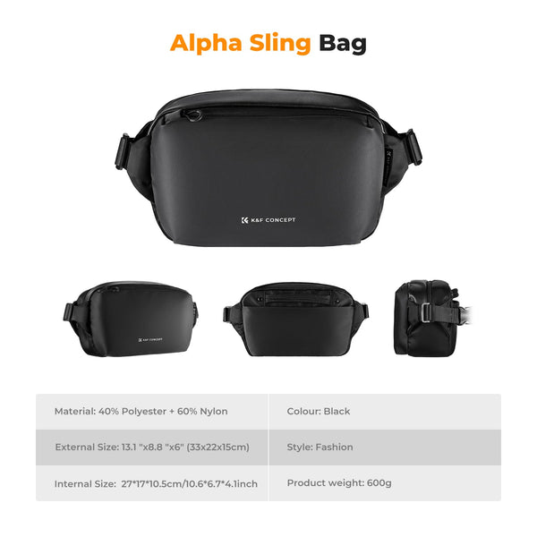 K&F Concept Camera Sling Bag, Camera Bag for DSLR and Lenses, Single Shoulder Camera Case Crossbody Bag with Tripod Holder for SLR Canon Sony Nikon Drone
