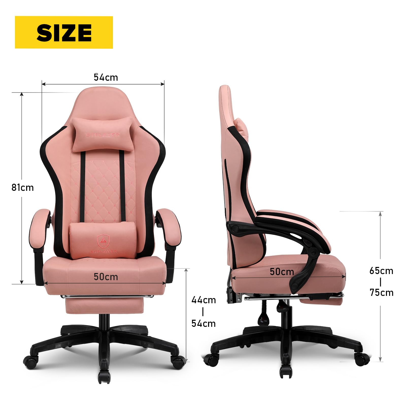 GTPLAYER Fabric Gaming Chair with Footrest, Ergonomic Computer Desk Chair with Pocket Spring Cushion Home Office High Back Support Lumbar Support Heavy Duty Wide