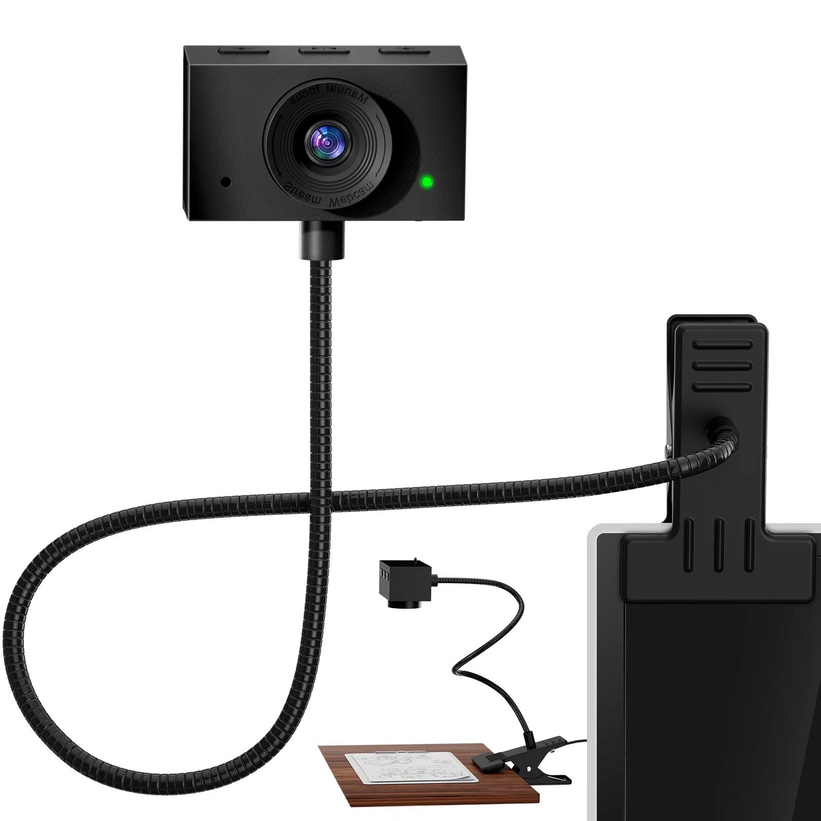 Danyesth Webcam for PC, Laptop Camera USB Webcam with Adjustable Gooseneck, Eye Contact 1080P Computer Camera for Presentation, Desktop Demo, Full-Body View, Video Call, Zoom, Teams, Skype (Black)