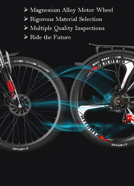 Eurobike EMTB 26 Inch Wheel Electric Mountain Bike with 27 Speeds, Dual Disc Brakes, Lightweight Aluminium Frame, and Front Suspension E-Bike E9, Black