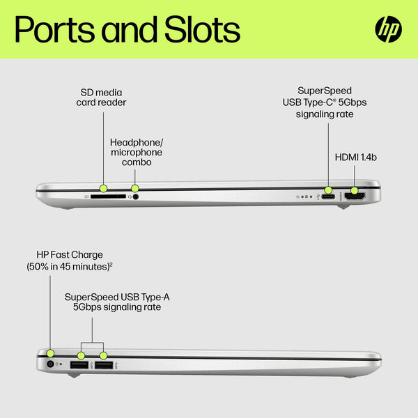 HP 15.6" Laptop | AMD Ryzen 3 7320U Processor | 8 GB RAM | 256 GB SSD | AMD Radeon Graphics | FHD Display | Up to 11hrs 15 mins battery | Win 11 | Dual Speakers | Jet Black | 15-fc0038sa