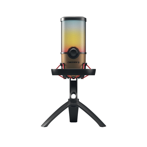 CHERRY UM 3.0, USB Microphone for Podcasts, Streaming, Home Office, Cardioid Characteristic, Headphone Connection, Compatible with PC/Mac/PS4/PS5, Black