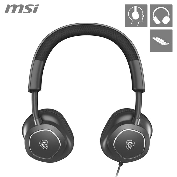 MSI IMMERSE GH50 GAMING HEADSET - 7.1 Virtual Surround Sound, Vibration Feedback, 40mm Neodymium Drivers, RGB Lighting, Detachable Mic, Inline Controls, USB 2.0 Connector - Wired (Package may vary)