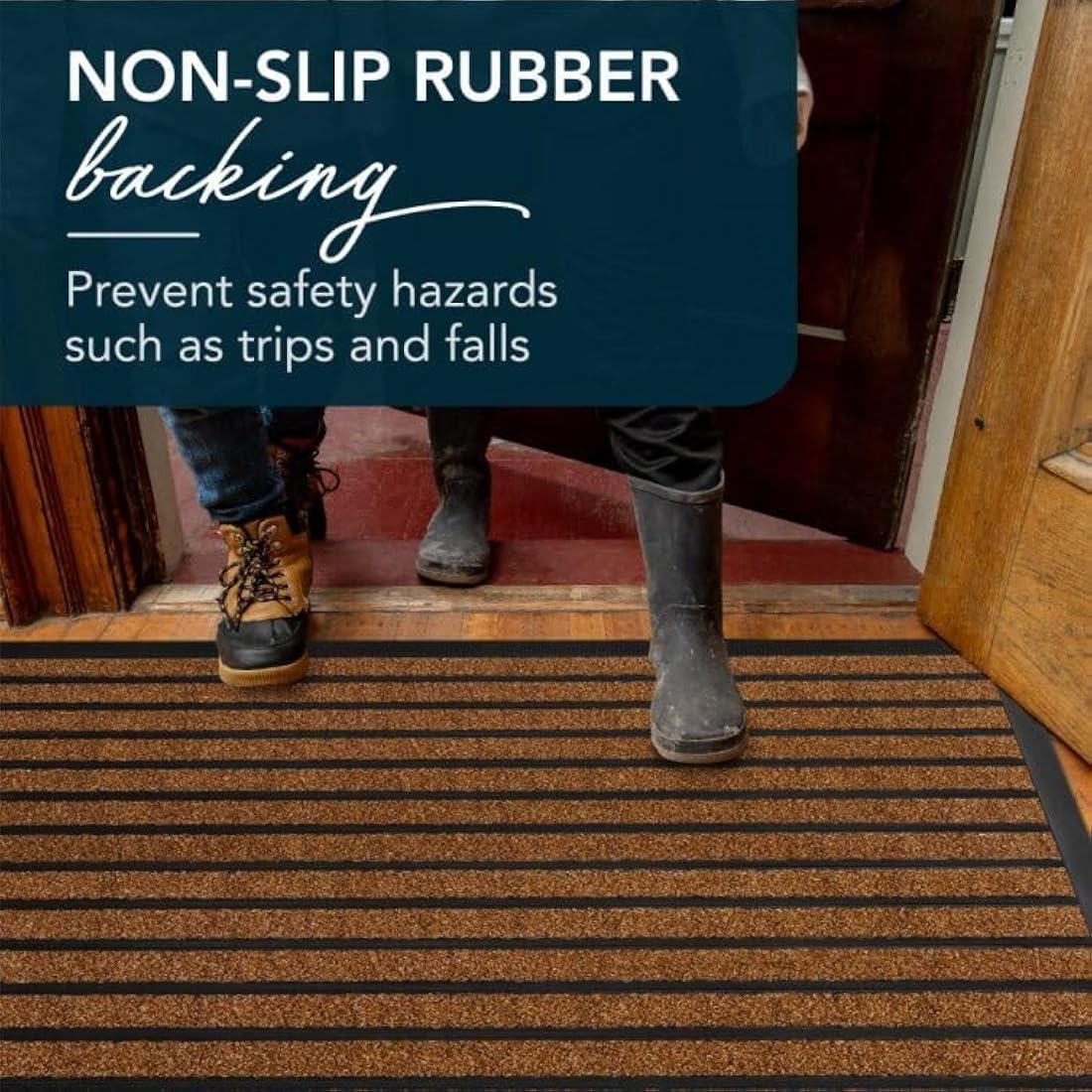 ubdyo Door Mats Indoor - Extra Durable Dirt Trapping Indoor Mats - Non-slip Rubber Rubber Door Mat - Low Profile Welcome Mat - (80 x 120 cm, Bright Brown)