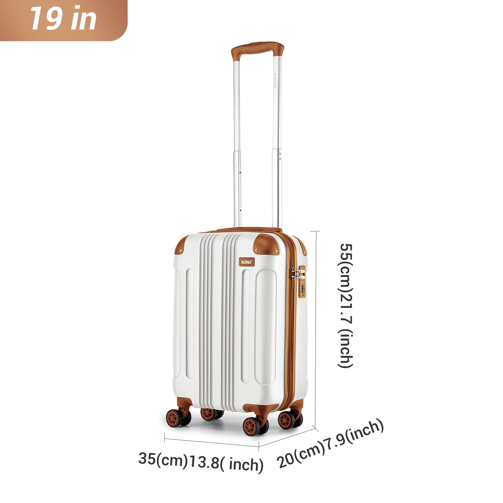 Kono 28 Inch Large Hard Shell Luggage Lightweight ABS 4 Wheels Spinner Business Trip Trolley Case Suitcase (Grey)