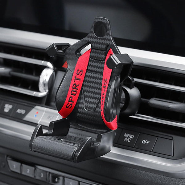 LUCKKY Racing Seat with Safety Belt, Car Phone Holder, 2024 New Air Vent Car Phone Mount, 360° Rotation Air Vent Phone Holder for Cars, Universal Air Vent Phone Mount Cradle (Red)