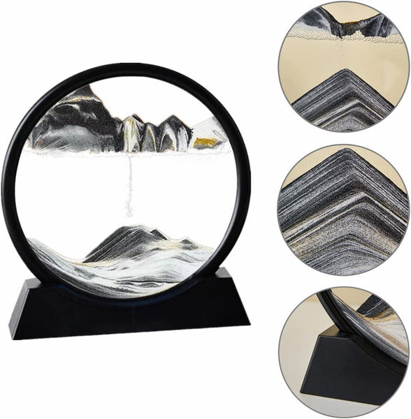 Arthink Moving Sand Art Picture,Liquid Motion 3D Sea Sandscape in Motion Display, Flowing Sand Frame Desktop Art Bookshelves Home Office Decoration(12 inch, Green)