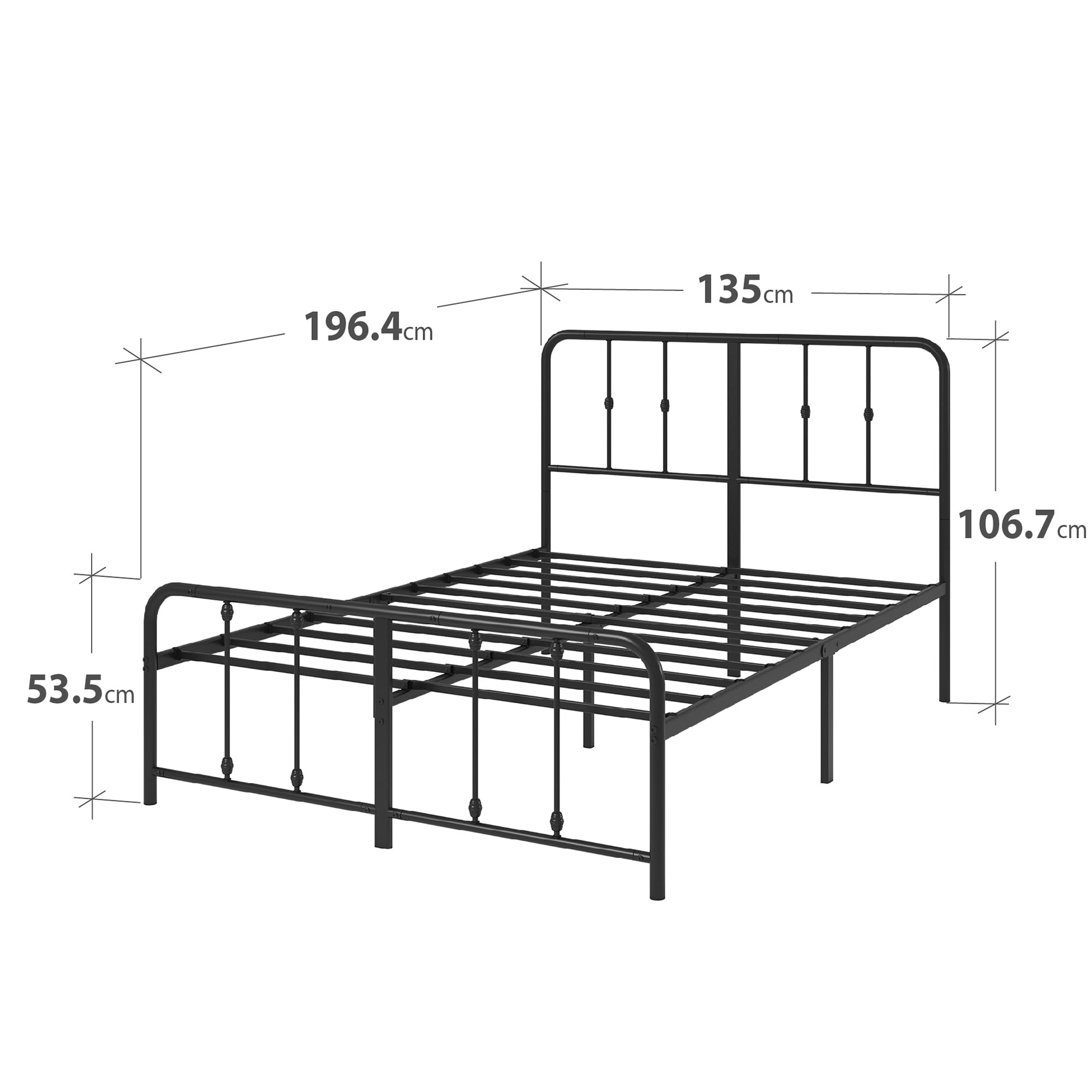 ZINUS Florence 3ft Single Bed Frame 90x190cm, Metal Platform Bed with Headboard and Footboard, Strong Steel Slat Support, Large Storage Space, Easy Assembly, Black