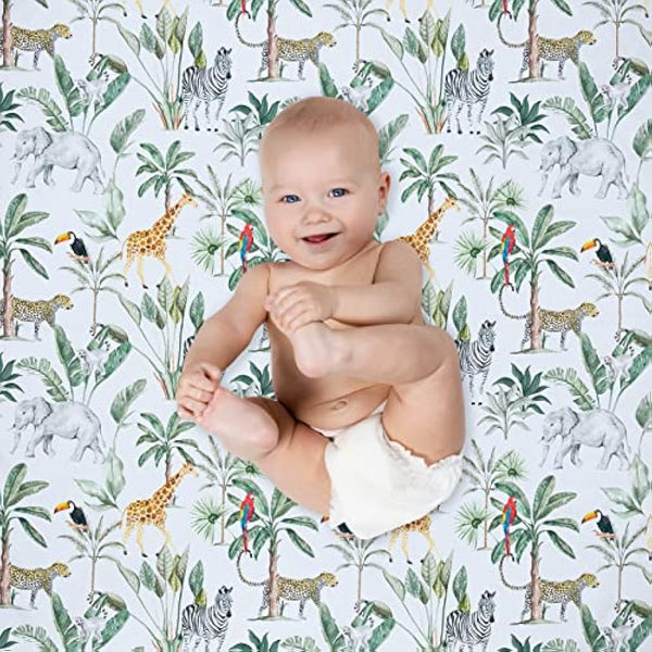 Grow Wild Non Slip Baby Splash Mat for Under High Chair | Waterproof, Washable Messy Floor Protector, Play Mat for Toddlers, Kids Craft (Tropical Jungle)