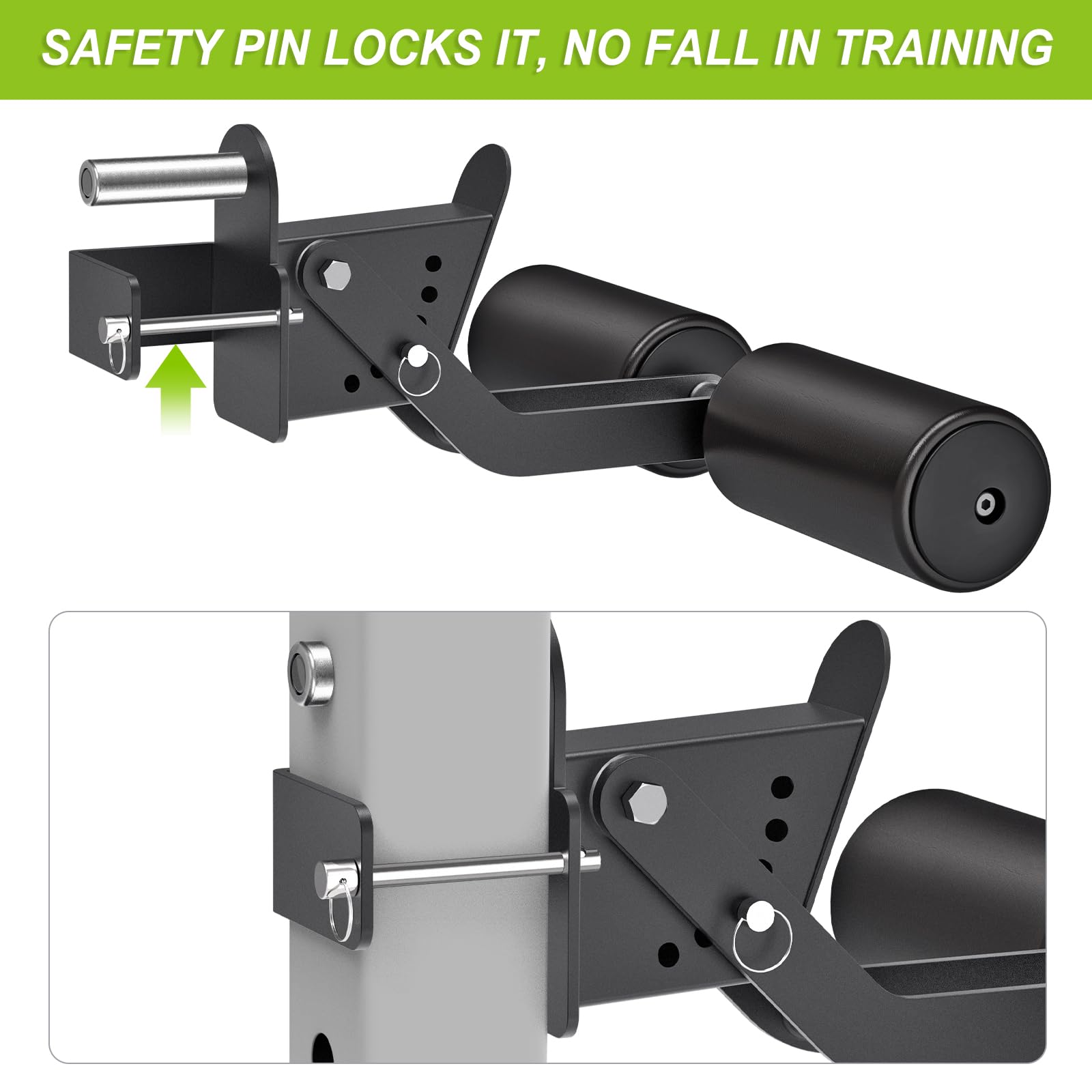 Kipika Leg Extension Attachment for 3" x 3" Power Rack with 5/8" or 1" Hole - Adjustable Leg Hold Down Attachment with Foam Rollers - Ideal for