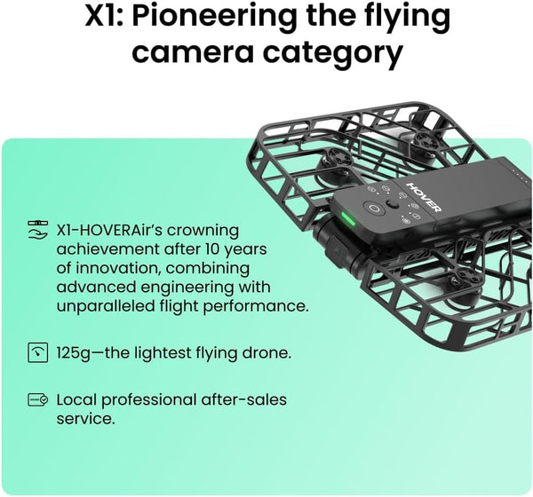 HOVERAir X1 Drone with Camera, Self-Flying Camera Drone with Follow Me Mode, Foldable Mini Drone with HDR Video Capture, Palm Takeoff, Intelligent Flight Paths, Hands-Free Control Black (Combo Plus)