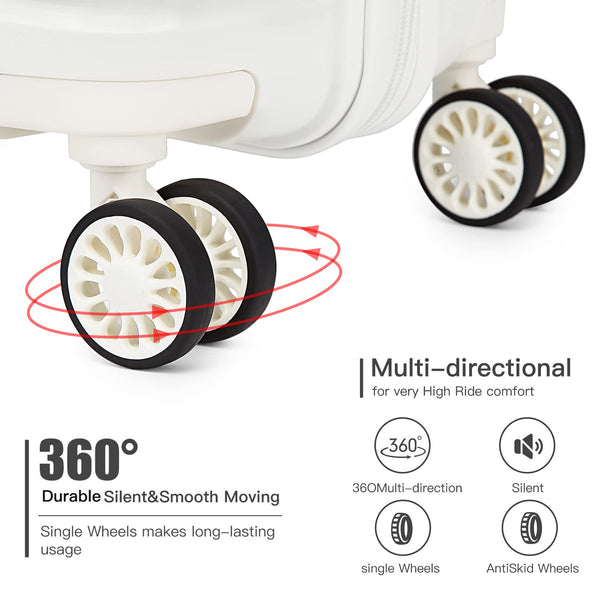 Kono Luggage Sets of 2 Piece Lightweight Polypropylene Hard Shell Suitcase with TSA Lock Spinner Wheels Travel Carry On Hand Cabin Luggage with Beauty Case (Set of 2, Black)