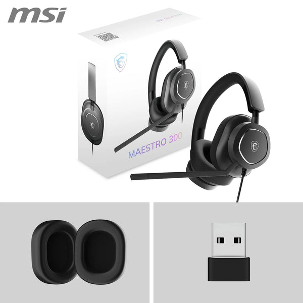 MSI IMMERSE GH50 GAMING HEADSET - 7.1 Virtual Surround Sound, Vibration Feedback, 40mm Neodymium Drivers, RGB Lighting, Detachable Mic, Inline Controls, USB 2.0 Connector - Wired (Package may vary)