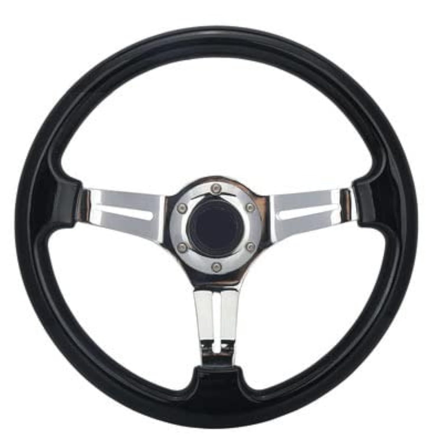 350mm Green Racing Steering Wheel Neo Chrome Spoke Universal 6 Bolts 45mm Deep Dish Classic ABS Wood Steering Wheel with Horn Button
