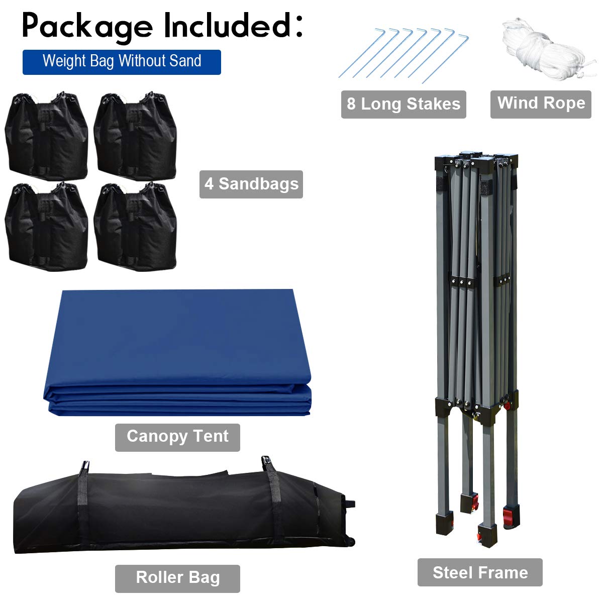 COSTWAY 2x2M/2.5x2.5M Pop up Gazebo, 3-Position Height Adjustable Commercial Instant Canopy Tent with Carry Bag, Garden Patio Sun Shelter for Camping Barbecue Party（250 x 250cm, Blue）