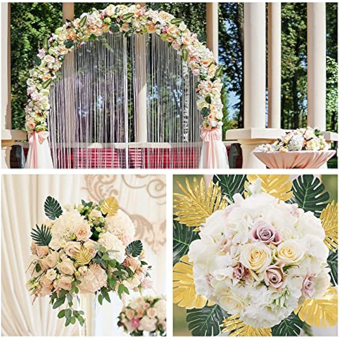 90 Pieces 11 Kinds Fake Leaves Monstera LeavesArtificial Palm Leaves Tropical Party Decorations Jungle Safari Leaves With Faux Stem For Hawaiian Luau Party Jungle Beach Table Leave Decorations