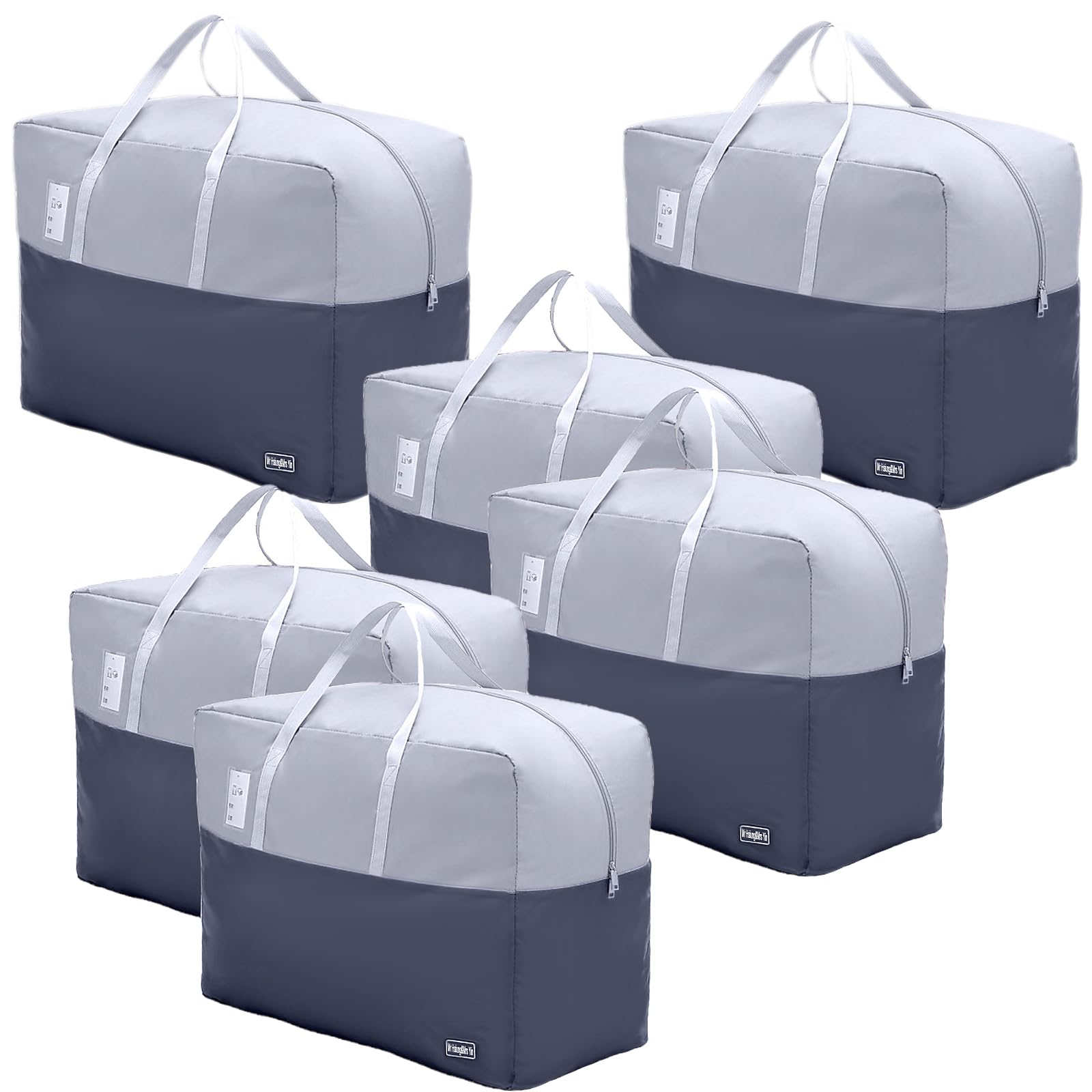 75L Clothes Storage Bags with Zips, 6 PCS Oxford Cloth Duvet Storage Bag King Size, Breathable Underbed Storage Bags for Clothes, Quilt, Blankets,