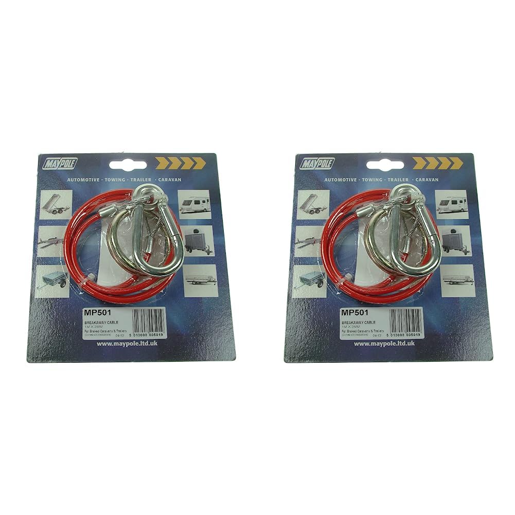 Maypole 1m x 3 mm Red PVC Breakaway Cable For Braked Trailers and Caravans