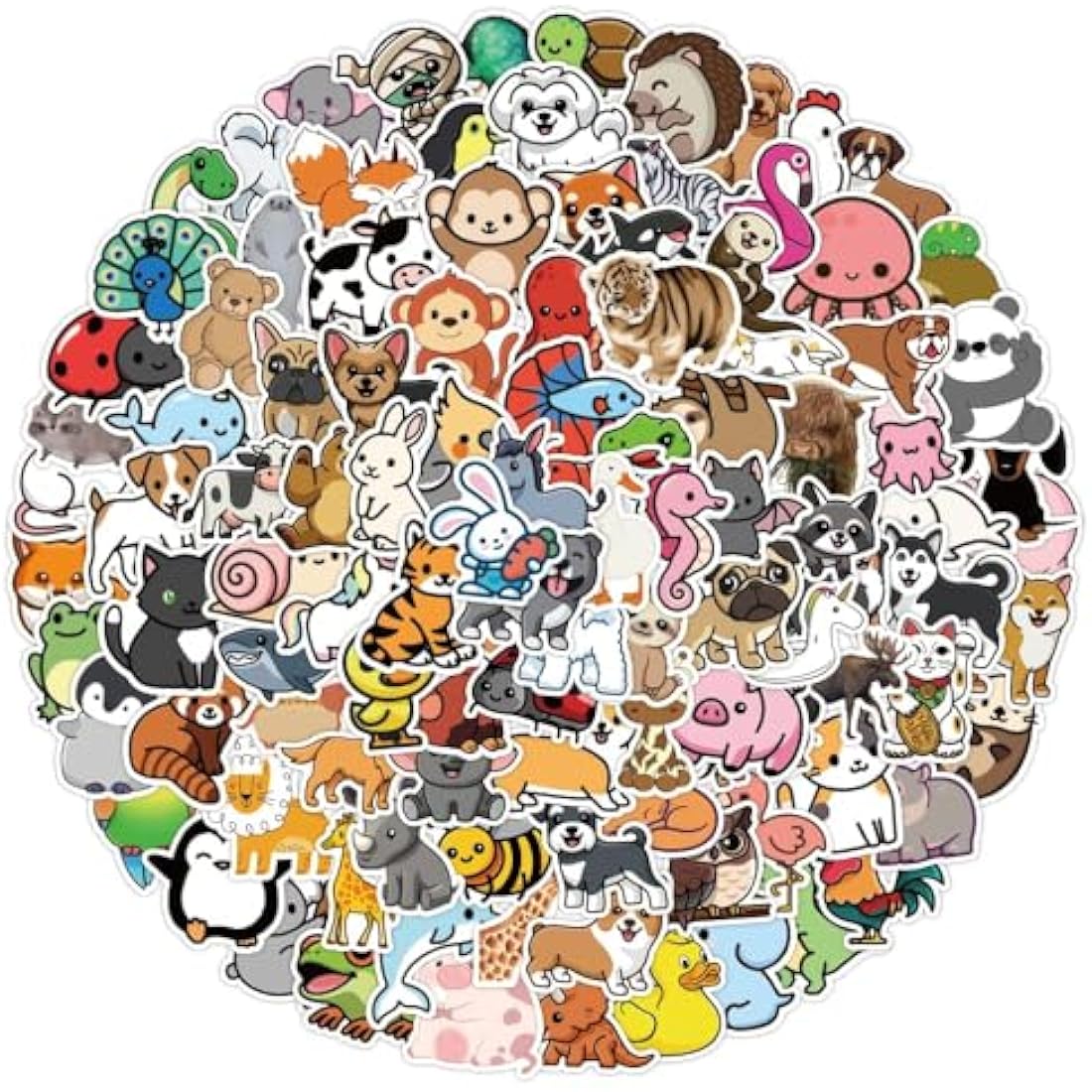 Animal Stickers | 200PCS | Cute Stickers Packs for Adults Teens Adults, Kawaii Scrapbook Stickers, Vsco Vinyl Waterproof Decals for Skateboard, Water Bottle, Guitar, Computer, Scooter, Laptop