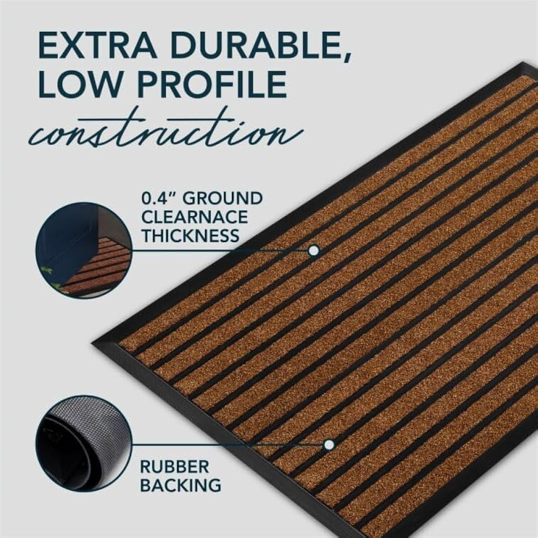 ubdyo Door Mats Indoor - Extra Durable Dirt Trapping Indoor Mats - Non-slip Rubber Rubber Door Mat - Low Profile Welcome Mat - (80 x 120 cm, Bright Brown)