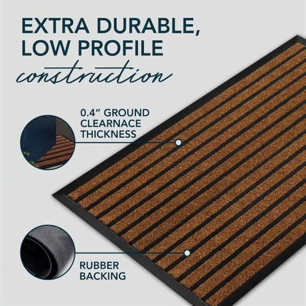 ubdyo Door Mats Indoor - Extra Durable Dirt Trapping Indoor Mats - Non-slip Rubber Rubber Door Mat - Low Profile Welcome Mat - (80 x 120 cm, Bright Brown)