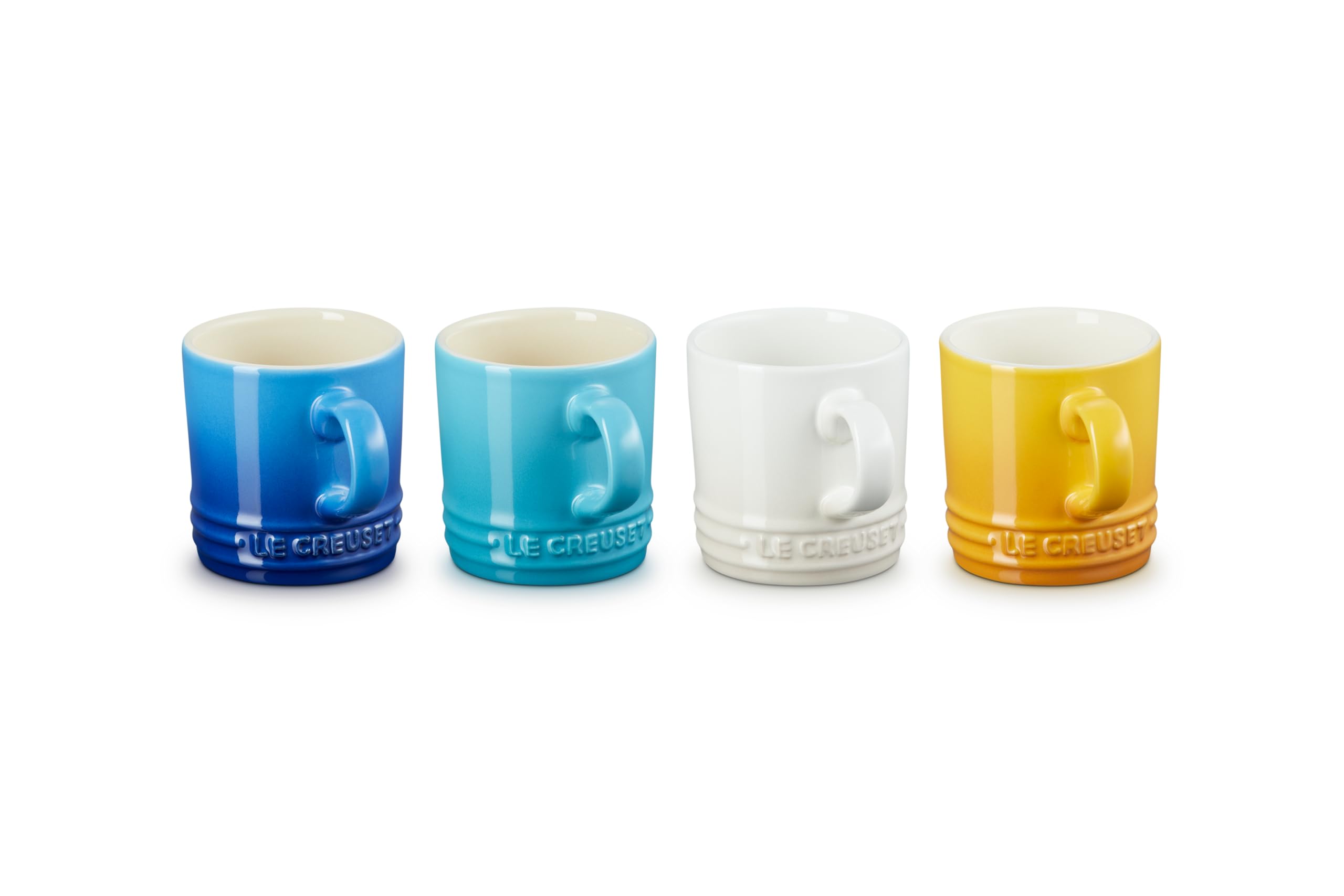 Le Creuset Stoneware Rainbow Coffee Mugs, 350 ml, Cerise, Volcanic, Teal, Ultra Violet, Soleil, Palm, 79114358359030