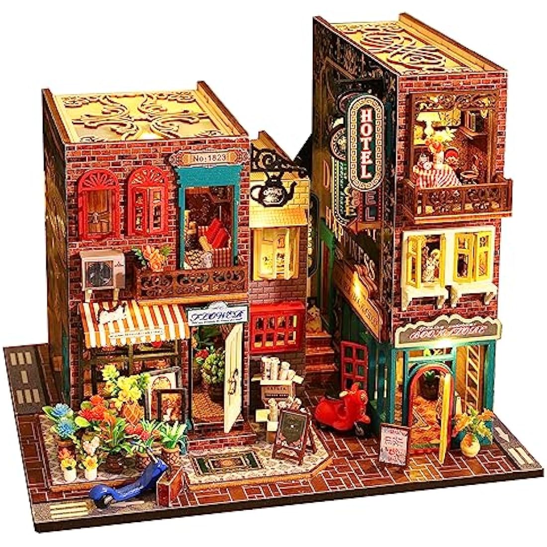 Spilay Diy Miniature House Kit with Wooden Furniture, DIY Dolls house Kit with Dust Proof Cover, Music Box and LED, 1:24 Scale Creative Gift for Women Girl Friend Lover ES009