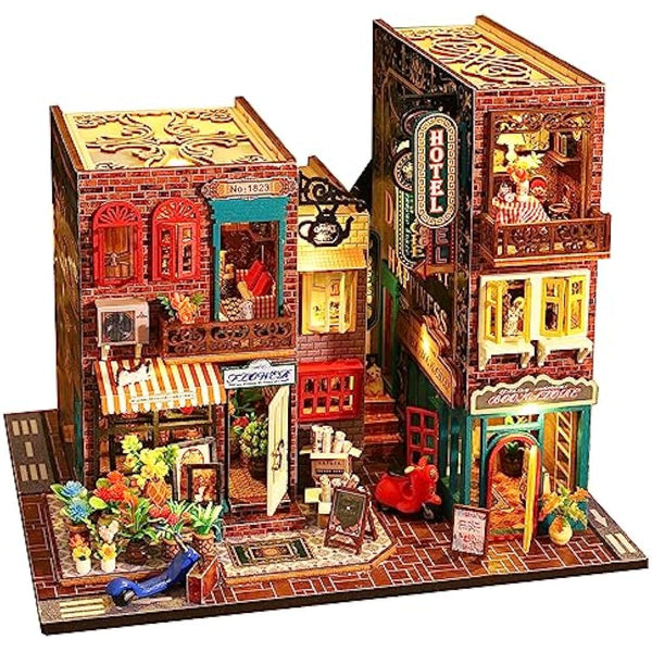 Spilay Diy Miniature House Kit with Wooden Furniture, DIY Dolls house Kit with Dust Proof Cover, Music Box and LED, 1:24 Scale Creative Gift for Women Girl Friend Lover ES009