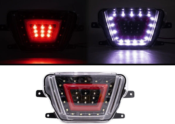 Exterior Lights Accessories - F1 Style 4th Functions as Reverse/Brake/Running light Fog Light Bumper Kit Multifunction Red Compatible With 2020+ Supra with Black Base/Clear lens/Red Bar