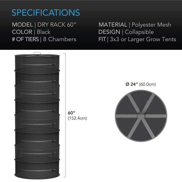 AC Infinity Herb Drying Rack, 8-Layer Hanging Mesh Net for Plants, Seeds, and Buds, 24" Diameter Fit in Grow Tents Closets Hydroponics