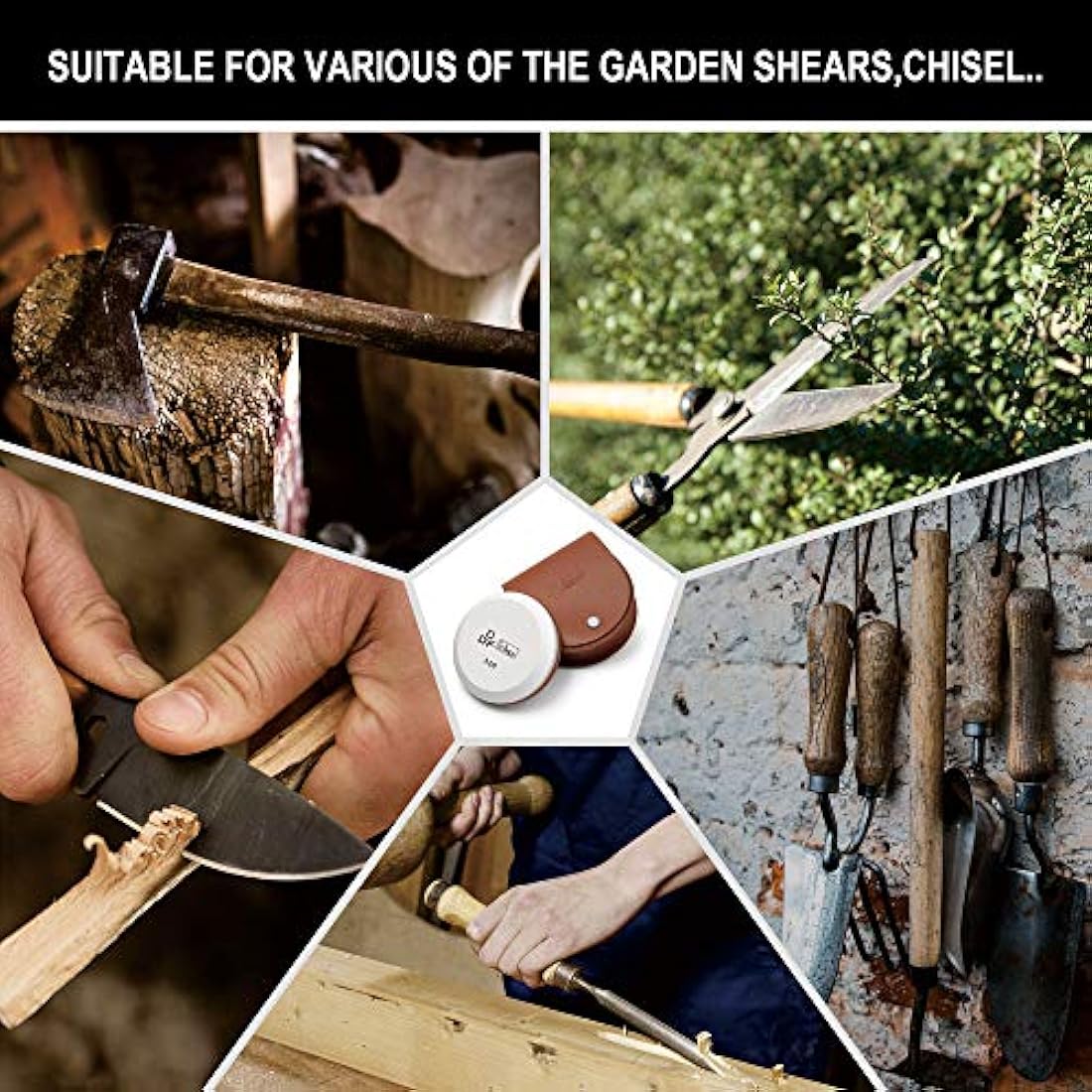 DDF IohEF Axe/Hatchet Sharpening Stone 180/320 Grit, Professional Garden Tool/Lawnmower Blade Sharpener, Axe Sharpener with Portable Bag, for Garden Tools, Chisels, Axes, Secateurs, Pruner etc