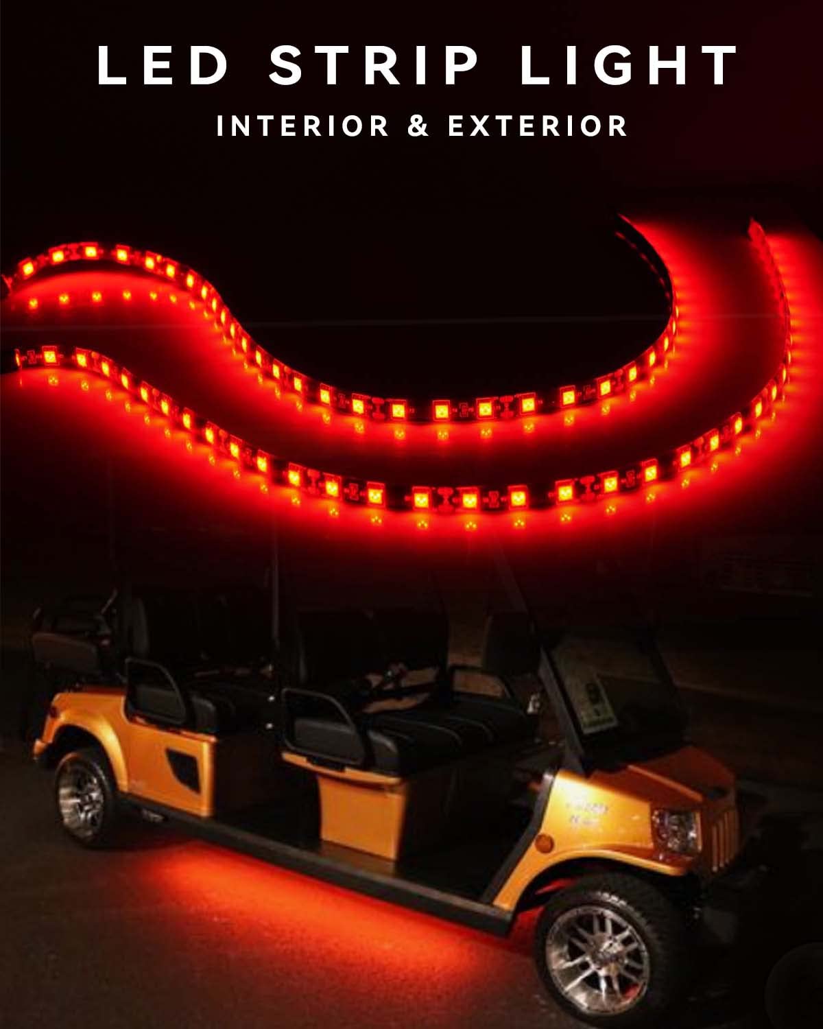 Motorbike Underglow 12V Led Strip Lights Neon Interior Car Lights Connectable Red Led Light Strips 12V for Cars Interior Lights Boat Marine Trucks 4Pack(60cm/24" Red)