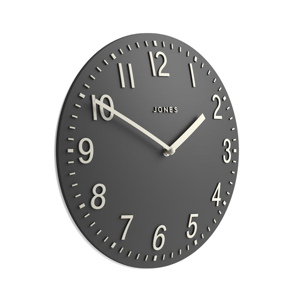 Jones Clocks Chilli wall clock | Modern convex clock | 30cm | Dark grey | Ideal for the kitchen, living room, office or bedroom