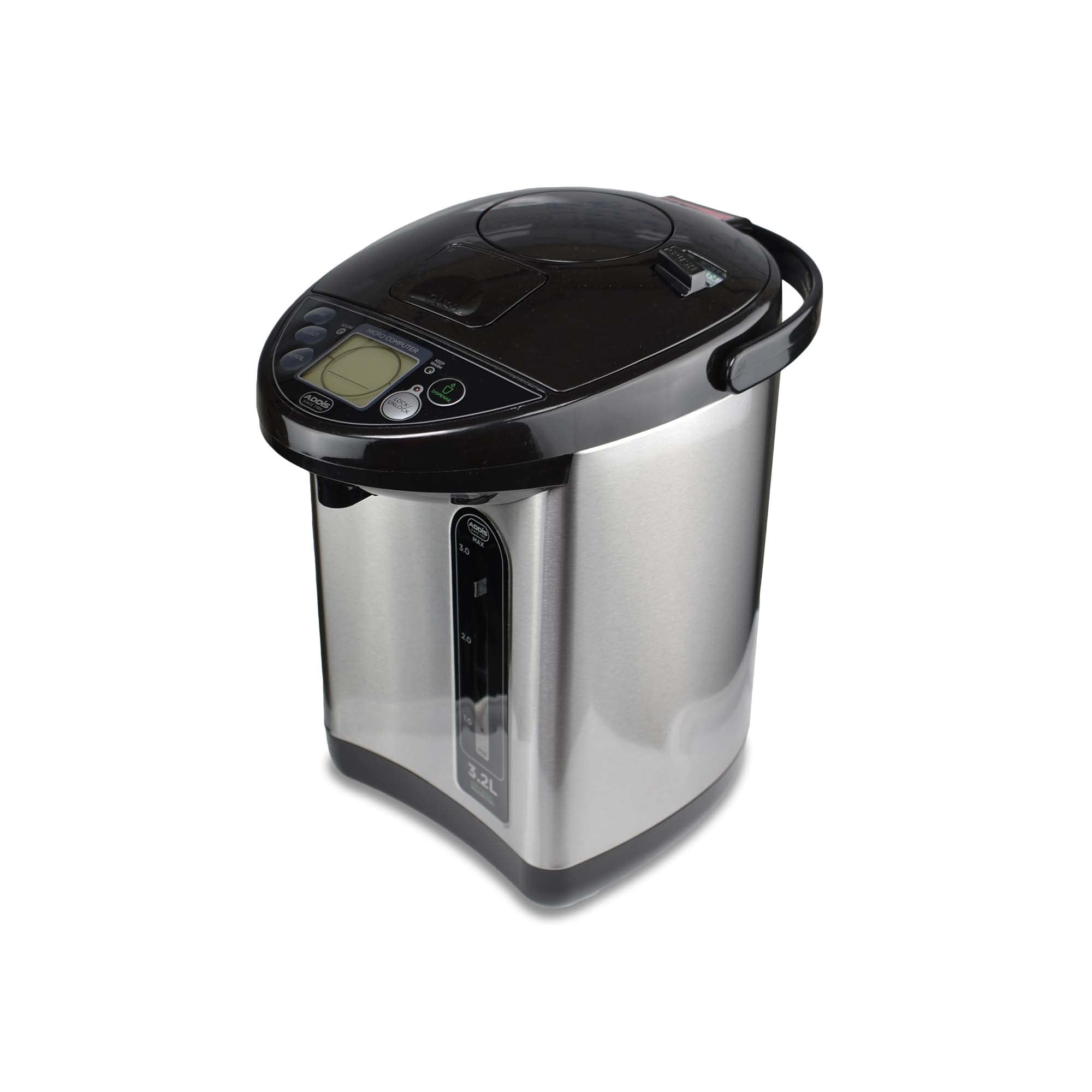 Addis Thermo Pot Instant Thermal Hot Water Boiler Dispenser, 3.2 Litre, Stainless Steel/Black (516521)