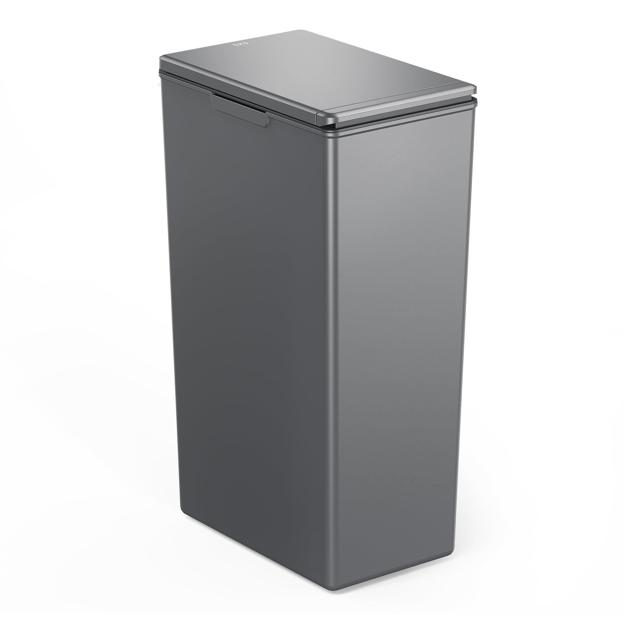 EKO Morandi Kitchen Bin, Plastic Touch Top Recycling Bin For Kitchen & Home, Large Push Top Bin, Dark Grey, 40 Litre